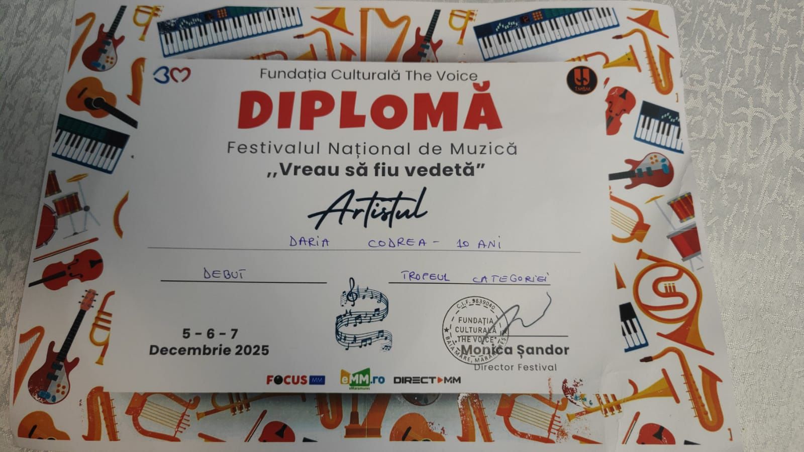 Diplomă Vreau să fiu vedetă